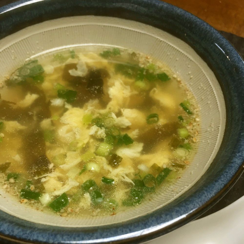 すり鉢　わかめスープ